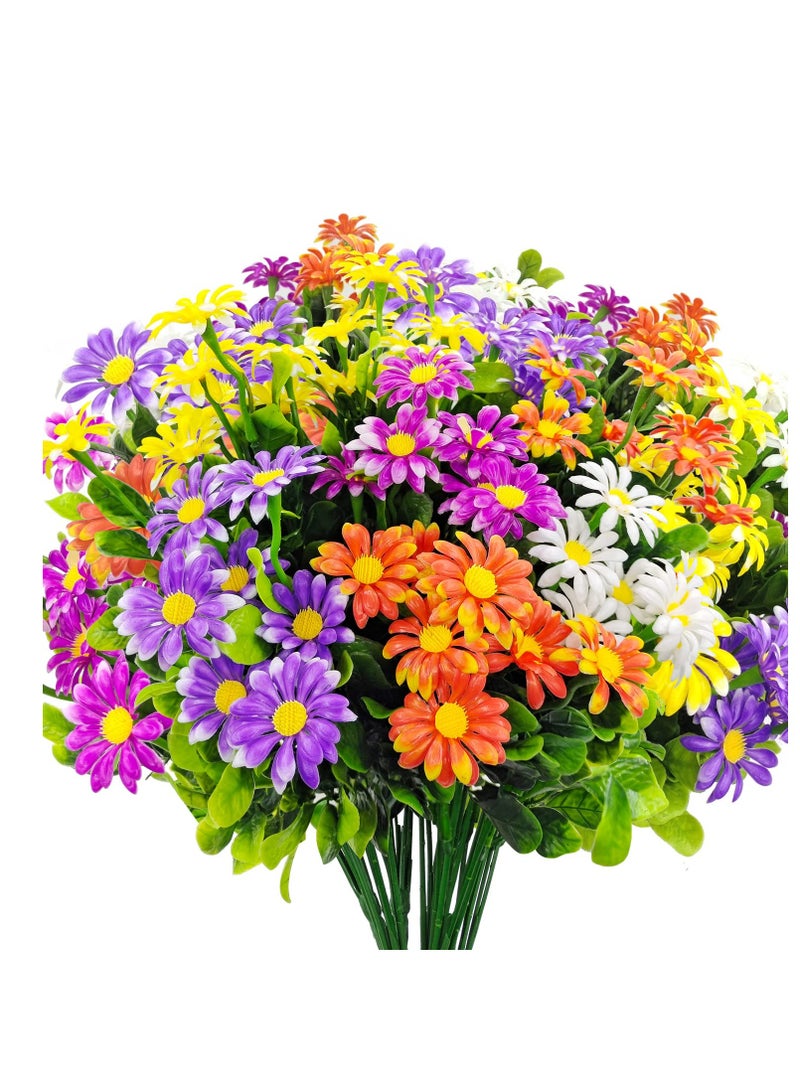 SOLARAE 10 Bundles Artificial Daisies Flowers,UV Resistant Faux Daisy Flowers, Suitable for Home Wedding Kitchen Garden Indoor Outside Decorations (5 Colors) - Image 1