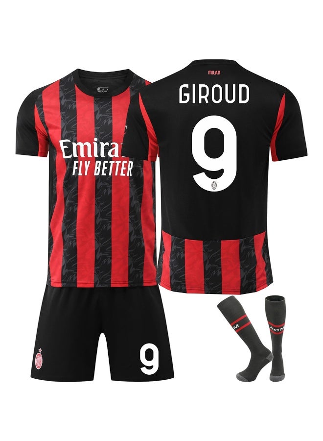 MILAN 2026 AC Milan Soccer Kit GIROUD#9 Short Sleeve Jersey Shorts Set with Socks Multiple Adult Sizes - Image 1