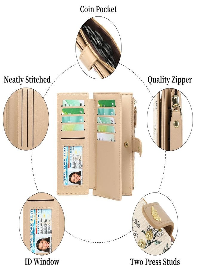 GAEKEAO Womens Wallet RFID Blocking Trifold Large Capacity Ladies Vegan Leather Wallet Floral Multi Card Holder Organizer - Image 5