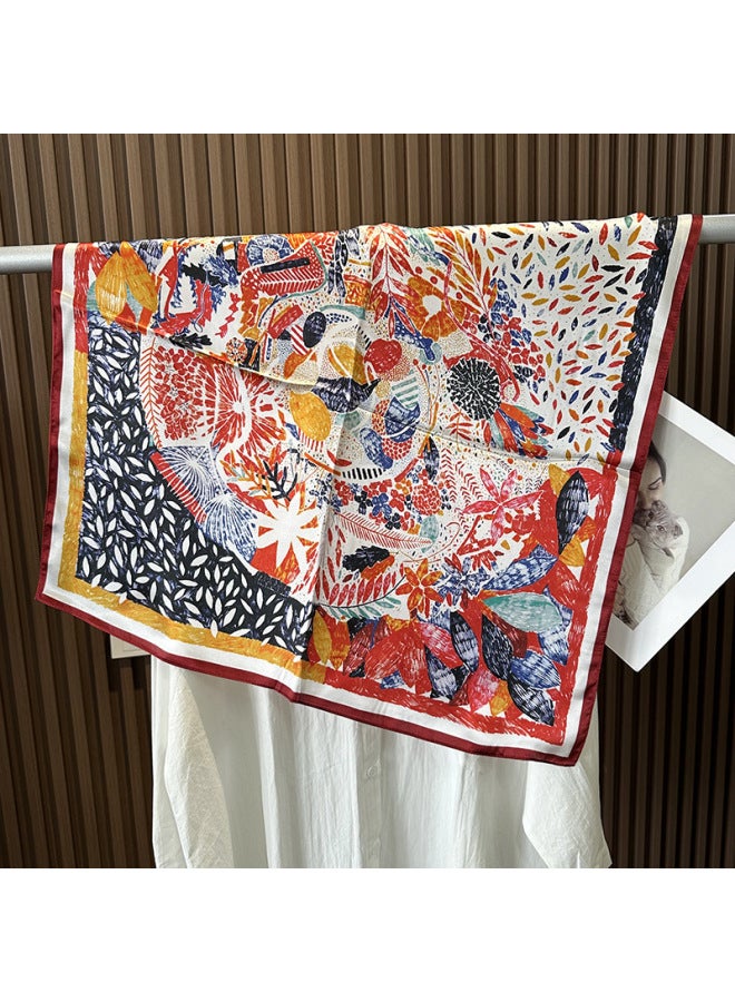 100% Mulberry Silk Scarf Fashion Printed 70cm Square Scarf High-end Spring Girls Versatile Silk Scarf
