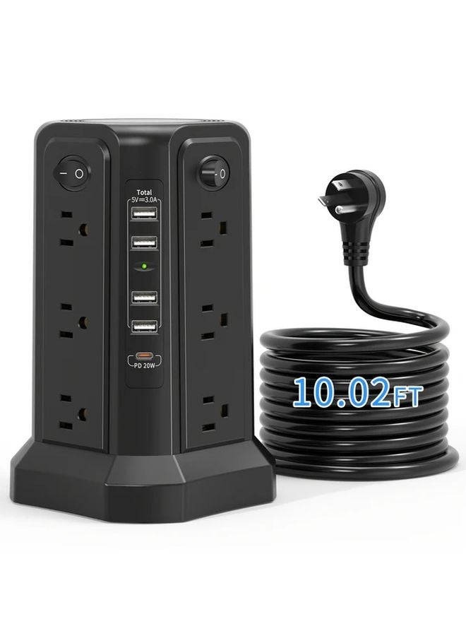 White Night Light Surge Protector Power Strip 12 Outlets 5 USB Ports Auto Shutoff Overload Protection 8 8ft - Image 5