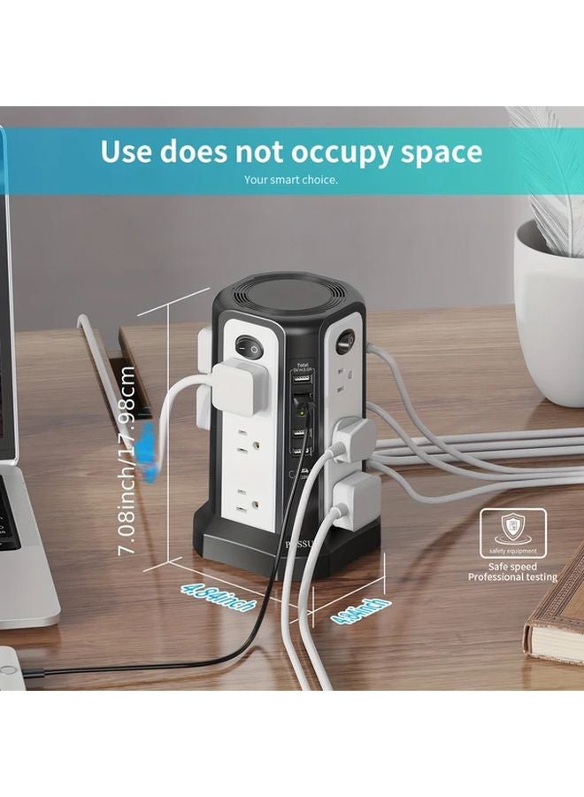 White Night Light Surge Protector Power Strip 12 Outlets 5 USB Ports Auto Shutoff Overload Protection 8 8ft - Image 4