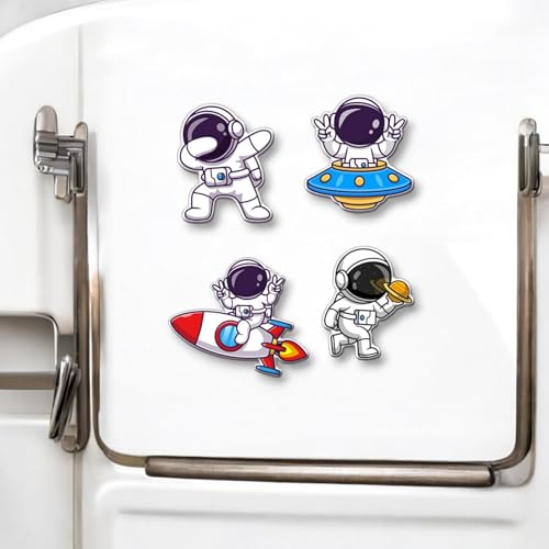 Yey Fridge Magnets Set Astronaut Space Design for Home, Kitchen and Office Decoration (Multicolour, 3x2 inches) Set of 4 Magnets - Image 3