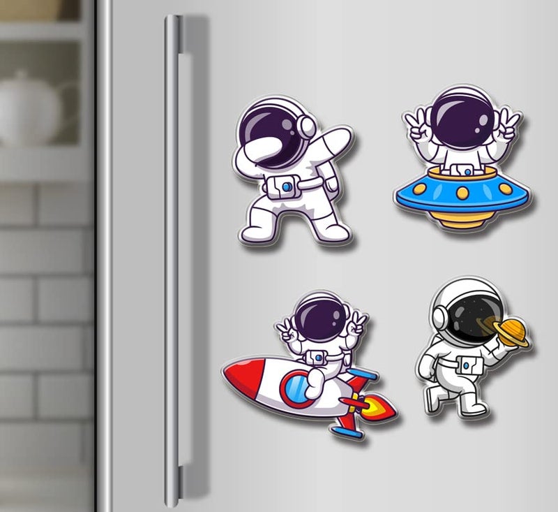 Yey Fridge Magnets Set Astronaut Space Design for Home, Kitchen and Office Decoration (Multicolour, 3x2 inches) Set of 4 Magnets - Image 4