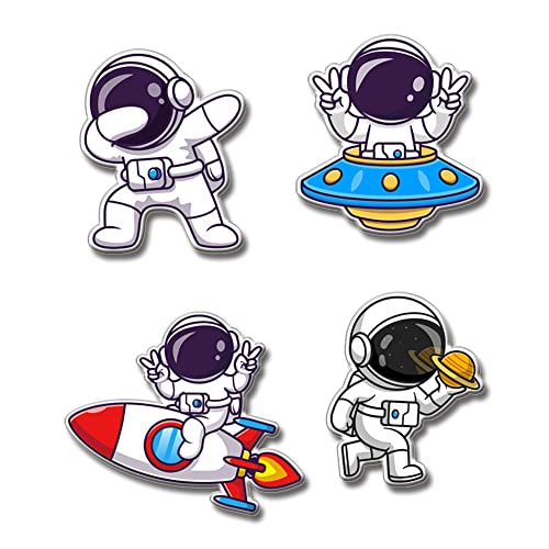 Yey Fridge Magnets Set Astronaut Space Design for Home, Kitchen and Office Decoration (Multicolour, 3x2 inches) Set of 4 Magnets - Image 1