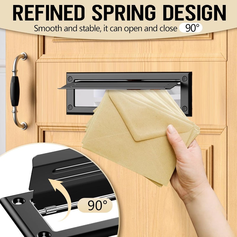 Profasion 10 inch Mail Slot for Front Door, Stainless Steel Mail Slot Cover, Easy to Install, 1 Pack, 10"×3", Black - Image 3