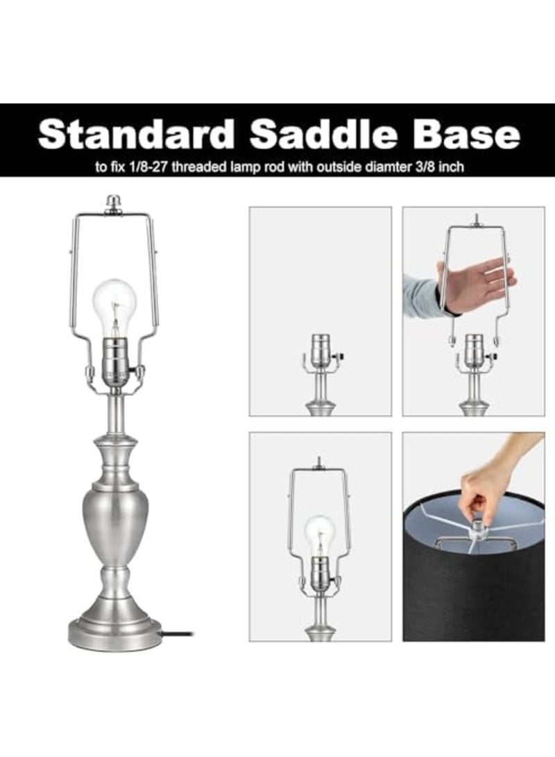Luckam Adjustable Lamp Harp Kit with Hardware Parts,7-10 Inch Lamp Shade Holder,Includes Harp Frame,Finials,Standard Saddle,UNO Fitter Adapter for E14 E26 E27 Light Bases,Durable Lamp Accessories (Silver) - Image 4
