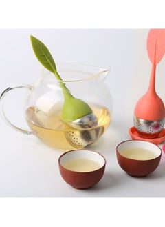 2Pcs Stainless Steel Leaf Tea Infuser Silicone Handle Cha Strainer Teaware Spice Filter Coffee Diffuser Sieve Kitchen Accessories Red & Green