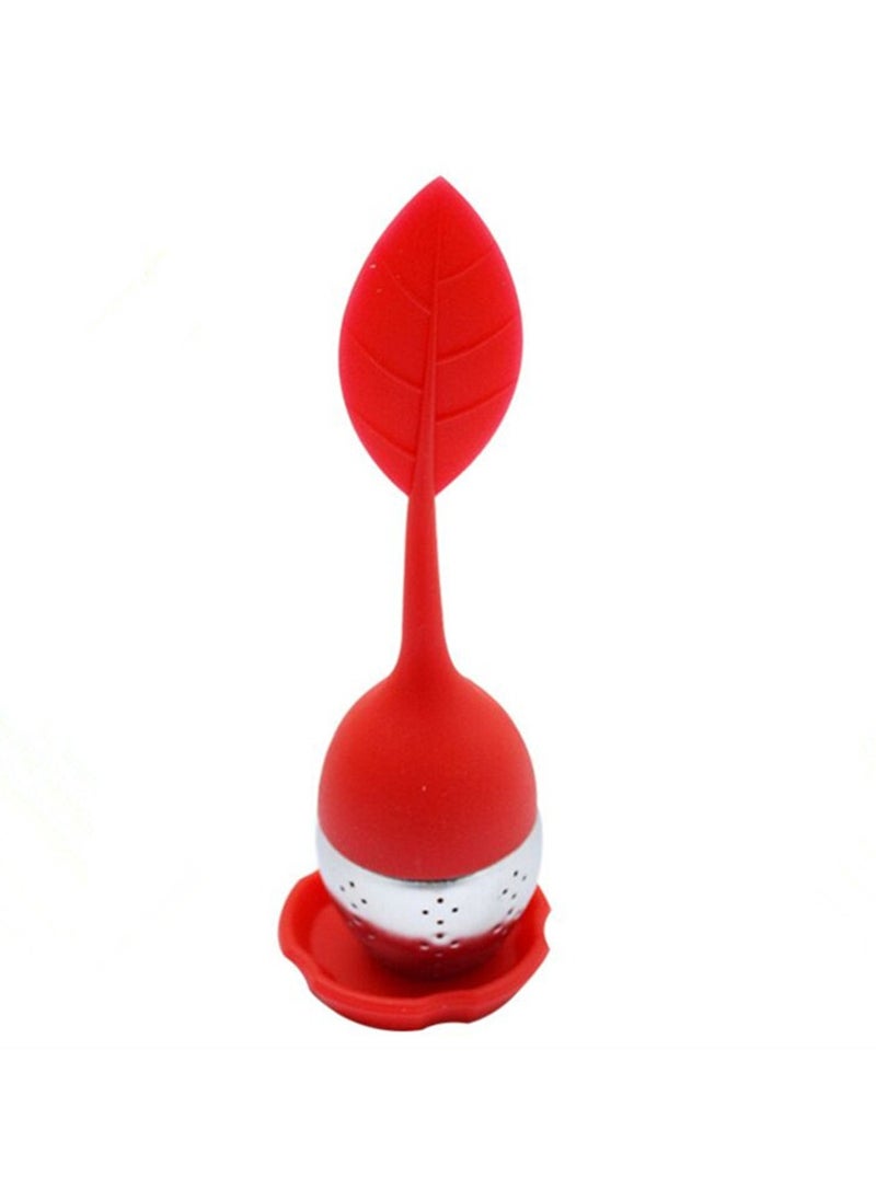 Generic - 2Pcs Stainless Steel Leaf Tea Infuser Silicone Handle Cha Strainer Teaware Spice Filter Coffee Diffuser Sieve Kitchen Accessories Red & Green - Image 1