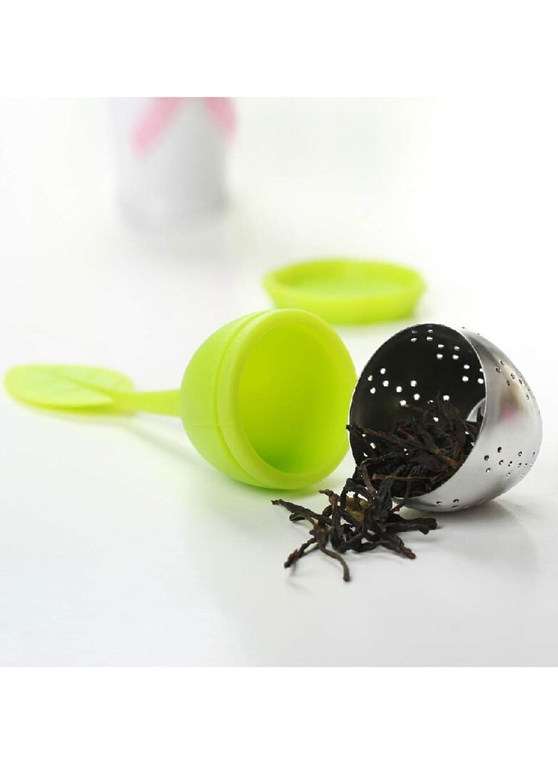 Generic - 2Pcs Stainless Steel Leaf Tea Infuser Silicone Handle Cha Strainer Teaware Spice Filter Coffee Diffuser Sieve Kitchen Accessories Red & Green - Image 1