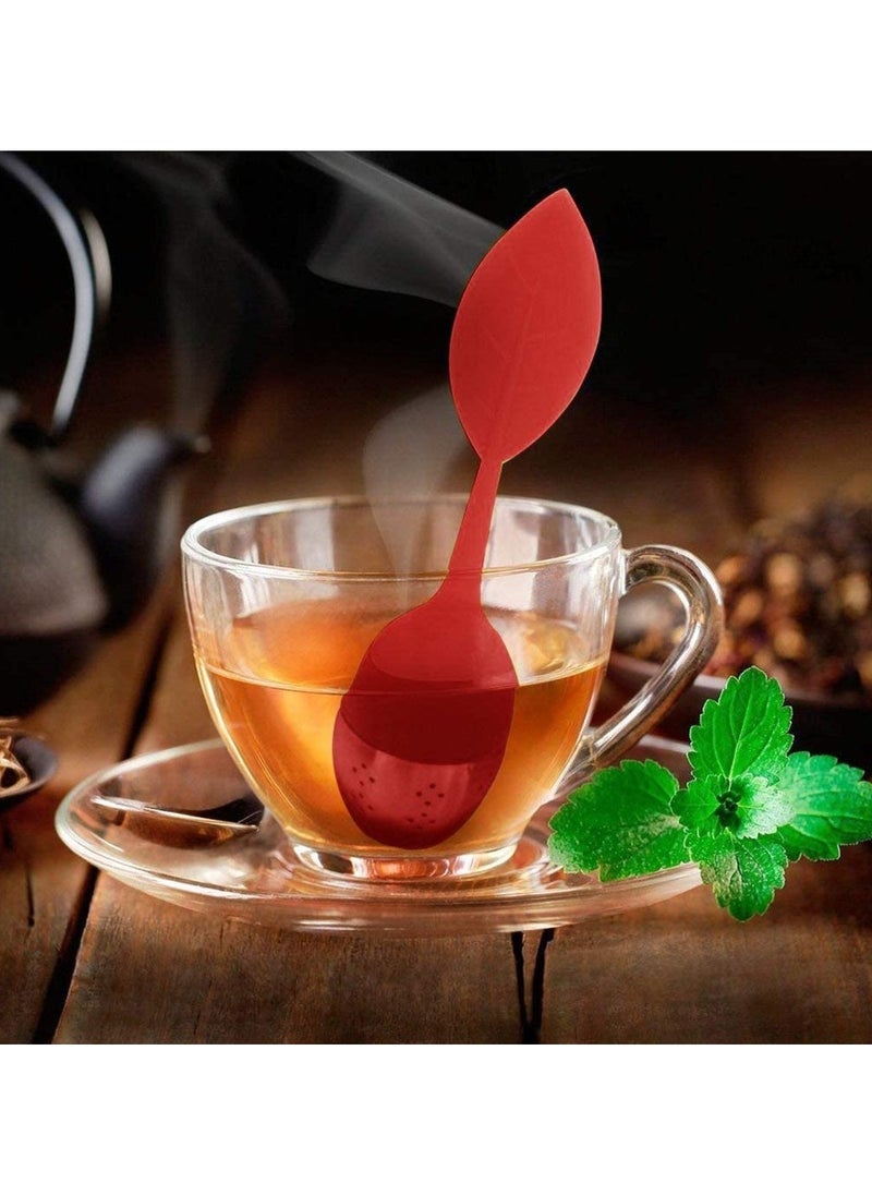 Generic - 2Pcs Stainless Steel Leaf Tea Infuser Silicone Handle Cha Strainer Teaware Spice Filter Coffee Diffuser Sieve Kitchen Accessories Red & Green - Image 1