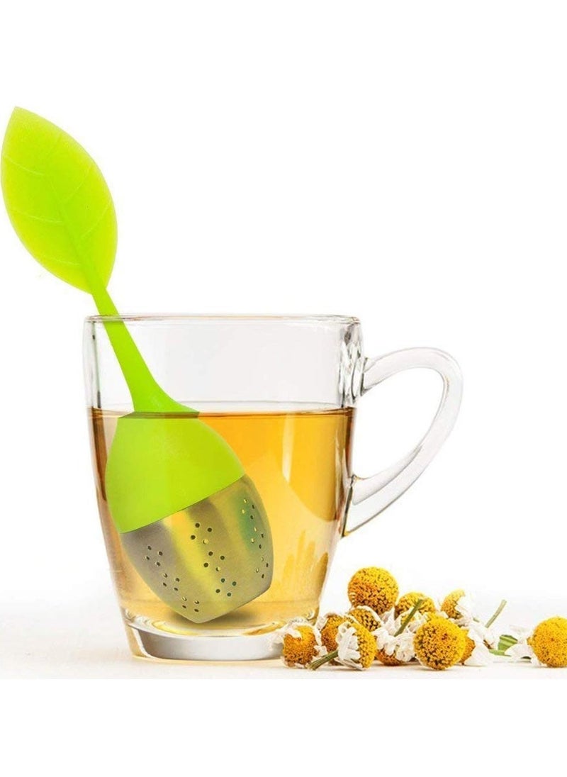 Generic - 2Pcs Stainless Steel Leaf Tea Infuser Silicone Handle Cha Strainer Teaware Spice Filter Coffee Diffuser Sieve Kitchen Accessories Red & Green - Image 1