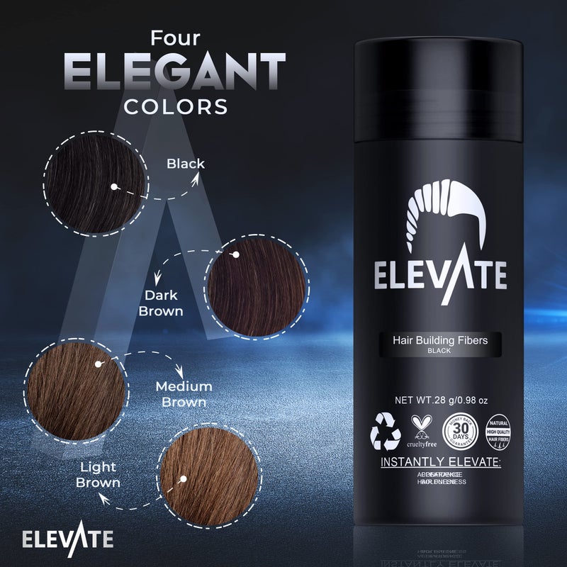ELEVATE Hair Fibers to Instantly Thicken & Completely Conceal Thinning Balding Areas Loss in 30 Seconds for Men & Women (BLACK) 28g Size - 100% Natural & Undetectable Keratin Fibers - Image 4