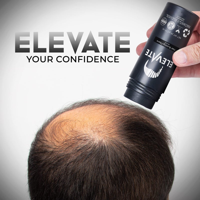 ELEVATE Hair Fibers to Instantly Thicken & Completely Conceal Thinning Balding Areas Loss in 30 Seconds for Men & Women (BLACK) 28g Size - 100% Natural & Undetectable Keratin Fibers - Image 5