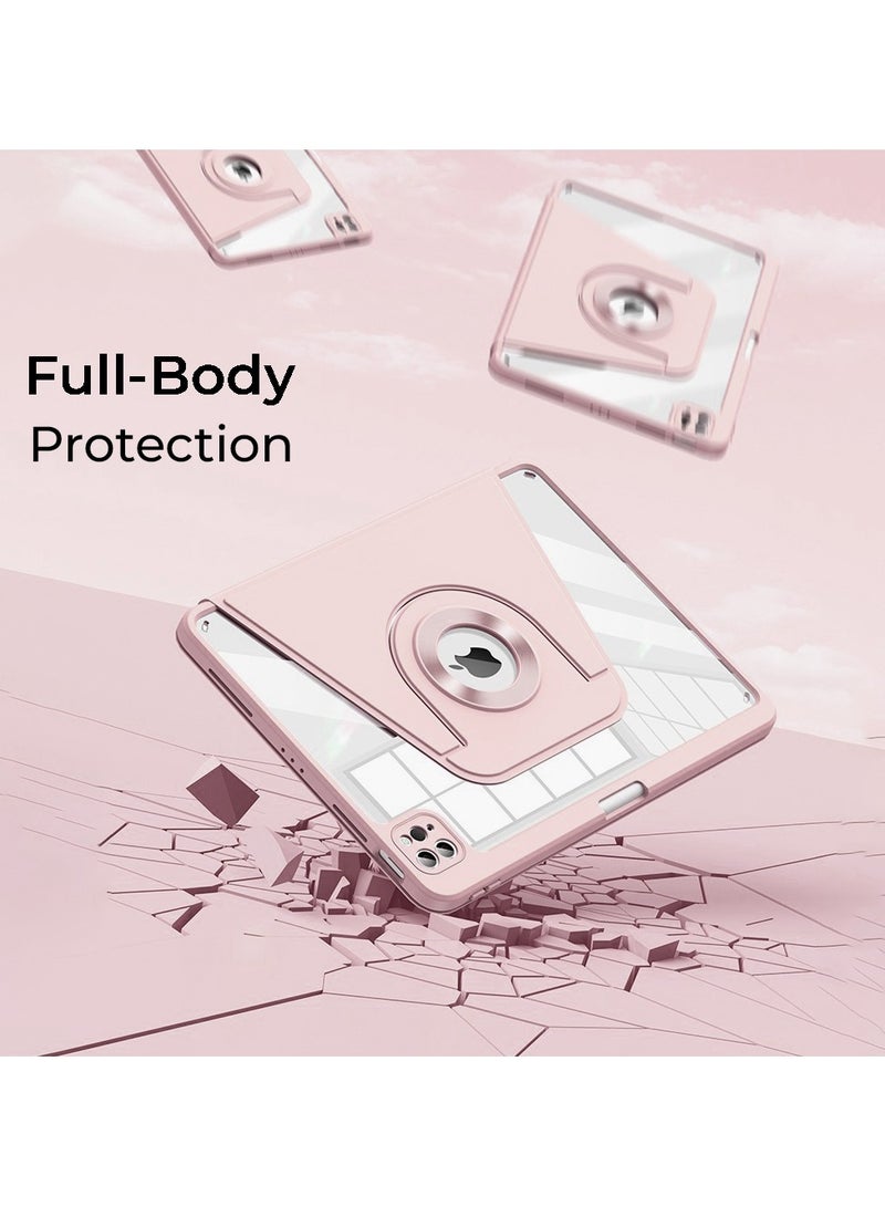 glassology حافظة مغناطيسية دوارة 360° لجهاز iPad 10.9 2022 مع حامل قلم، حافظة ذكية لجهاز iPad تدعم Touch ID ووضع السكون/الاستيقاظ تلقائيًا باللون الوردي - Image 4