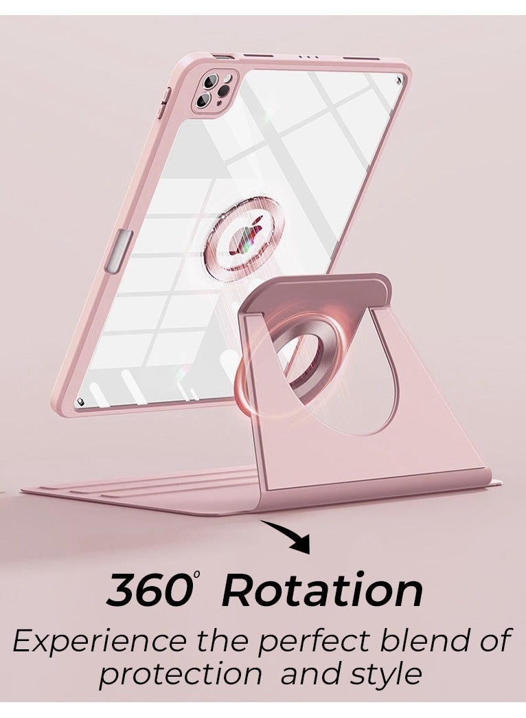glassology حافظة مغناطيسية دوارة 360° لجهاز iPad 10.9 2022 مع حامل قلم، حافظة ذكية لجهاز iPad تدعم Touch ID ووضع السكون/الاستيقاظ تلقائيًا باللون الوردي - Image 3