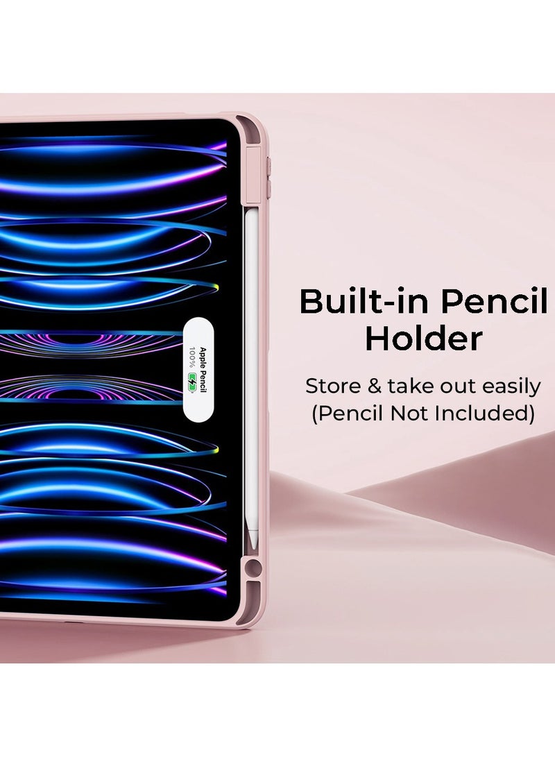 glassology حافظة مغناطيسية دوارة 360° لجهاز iPad 10.9 2022 مع حامل قلم، حافظة ذكية لجهاز iPad تدعم Touch ID ووضع السكون/الاستيقاظ تلقائيًا باللون الوردي - Image 5