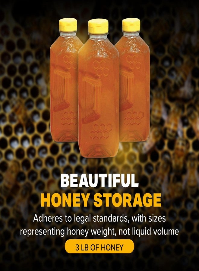 Mann Lake 3lb Refillable Embossed Honey Jugs | Plastic Containers with Yellow Flip-Top Lids | for Storage & Dispensing | 6-Pack - Image 3