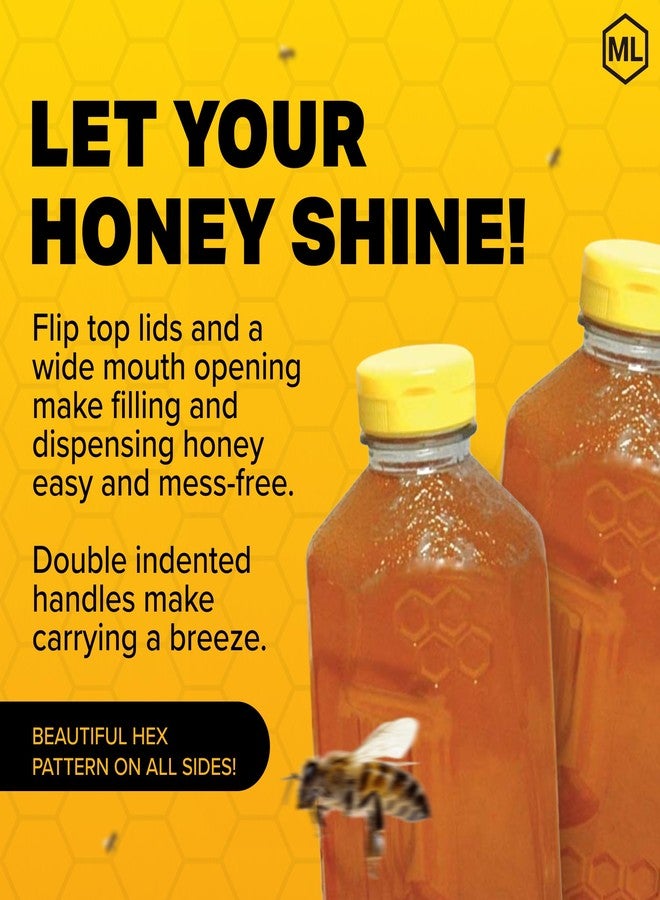 Mann Lake 3lb Refillable Embossed Honey Jugs | Plastic Containers with Yellow Flip-Top Lids | for Storage & Dispensing | 6-Pack - Image 4