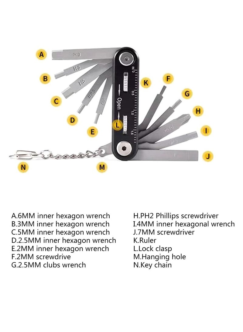 SYOSI - 10 in 1 Portable EDC Multifunctional Folding Tool Screwdriver and Hex Key Set Mountain Cycle Portable Socket Multipurpose Wrench Bicycle Multi Tool Screwdriver Bike Allen Fix Wrench Screwdriver - Image 1