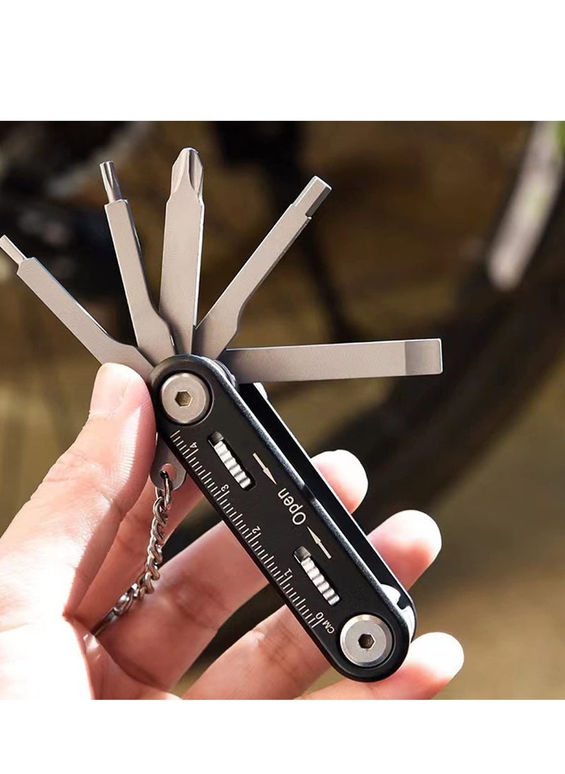 SYOSI - 10 in 1 Portable EDC Multifunctional Folding Tool Screwdriver and Hex Key Set Mountain Cycle Portable Socket Multipurpose Wrench Bicycle Multi Tool Screwdriver Bike Allen Fix Wrench Screwdriver - Image 1