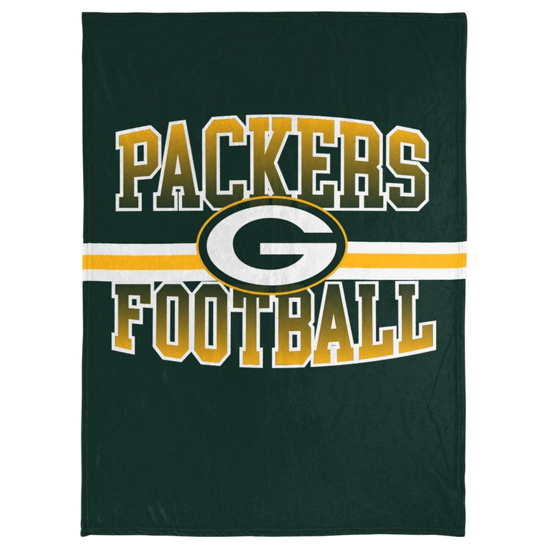 FOCO FOCO NFL Micro Raschel Plush Throw Blanket Stripe Logo 45 x 60 Green Bay Packers 
