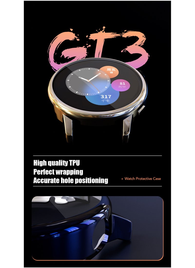 BGM 8 Pcs Case Compatible with Huawei Watch GT 3/GT 3 Pro 46MM Electroplated Clear/Black/Gold/Silver/Pink/Rose Gold/Blue/Black Currant  - Image 2