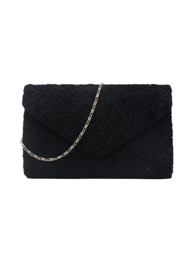Dinner 2023 European And American Fashion Silk Lace Women's Evening Bag Women's Banquet Bag Clutch One-piece Delivery-Color:Coral Red-Dimensions:215.7g 22*14*5cm  - Image 5