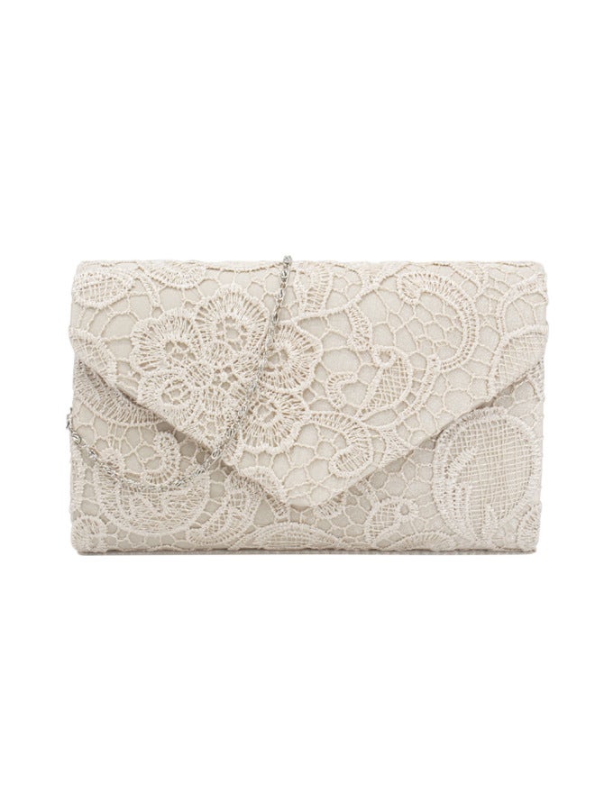 Dinner 2023 European And American Fashion Silk Lace Women's Evening Bag Women's Banquet Bag Clutch One-piece Delivery-Color:Coral Red-Dimensions:215.7g 22*14*5cm  - Image 4