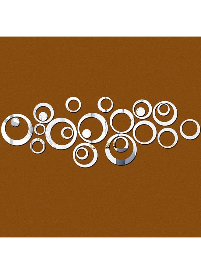 erorex Set Of 24Pcs Wall Sticker Decal Murals Mirrors Circular Ring 3D Mirror Wall Stickers Removable Diy Mirror Wall Sticker For Home Bedroom Background Decor Circular Ring - Image 4