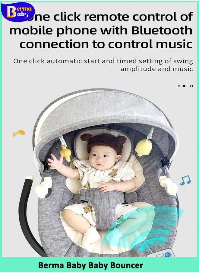 Berma Baby Baby Swing for Infants, Electric Portable Baby Swing for Newborn, Bluetooth Touch Screen/Remote Control Timing Function 3 Swing Speeds Baby Rocker Chair with Music Speaker 5 Point HarnessPink  - Image 3