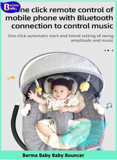Berma Baby Baby Swing for Infants, Electric Portable Baby Swing for Newborn, Bluetooth Touch Screen/Remote Control Timing Function 3 Swing Speeds Baby Rocker Chair with Music Speaker 5 Point HarnessPink  - Image 3