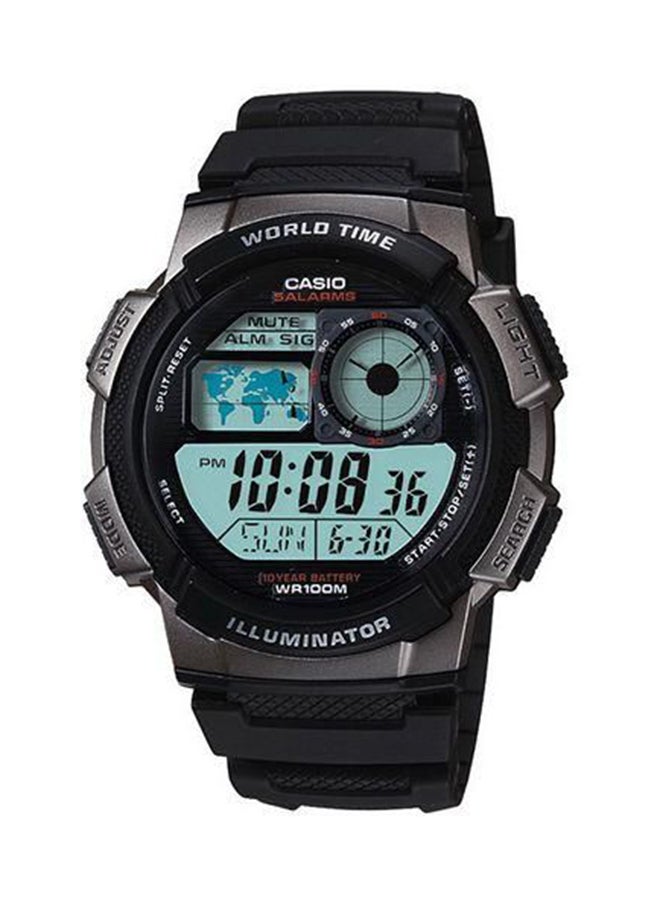 كاسيو ساعة يد رقمية مقاومة للماء بسوار من الراتنج من سلسلة يوث طراز AE-1000W-1BVDF - مقاس 44 مم - لون أسود رجال - Image 1