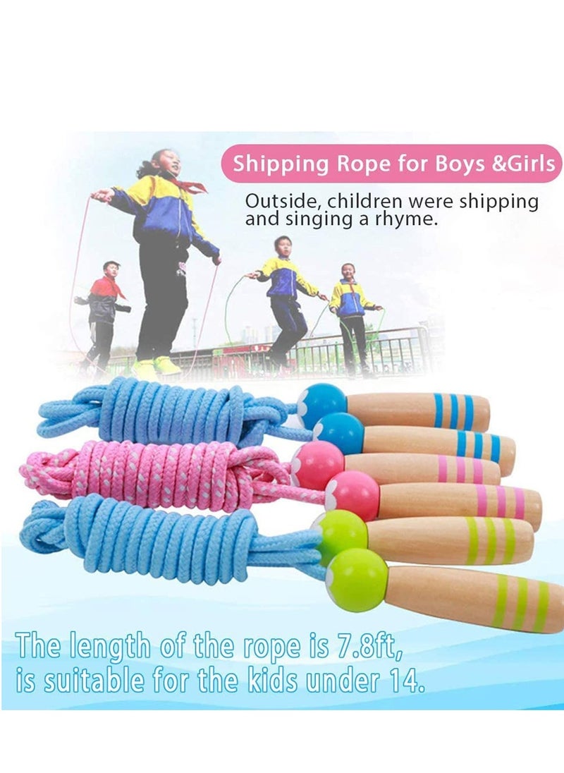 Generic Jump Rope Kids, 7ft Adjustable Cotton Skipping with Wooden Handle for Boys and Girls Fitness Outdoor Exercise Training/Exercise/Outdoor Activity Fun Toy/Exercise - Image 5