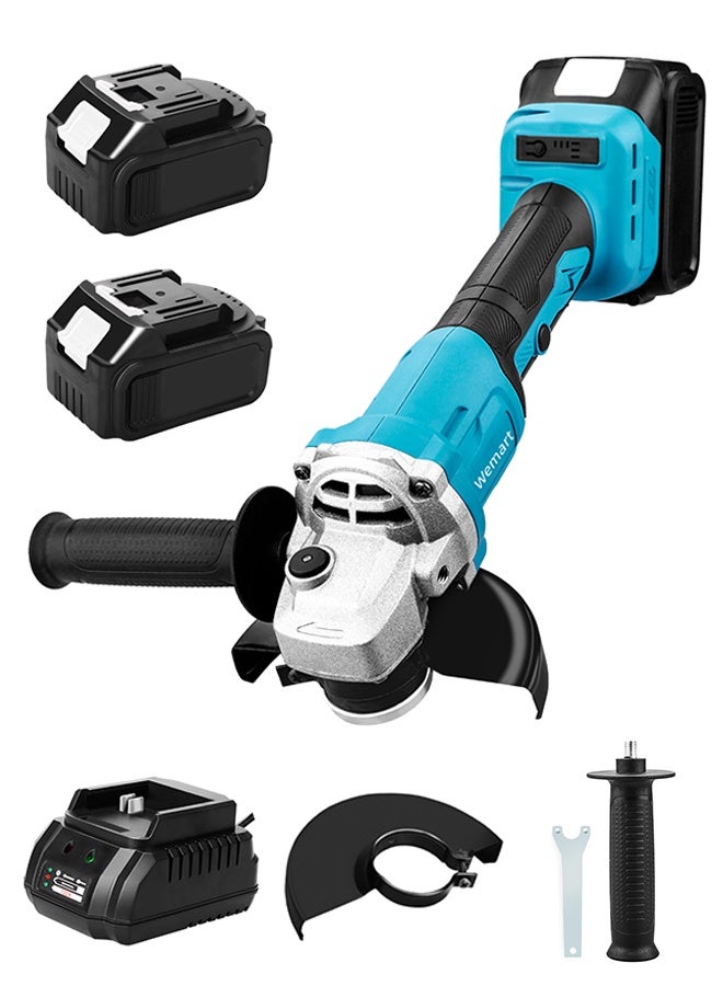 ALongDeng 20V Brushless Cordless Angle Grinder Set Dual Batteries & 3 Adjustable Speeds 125MM 8500RPM Professional Electric Angle Grinder for Cutting and Grinding Work - Image 1