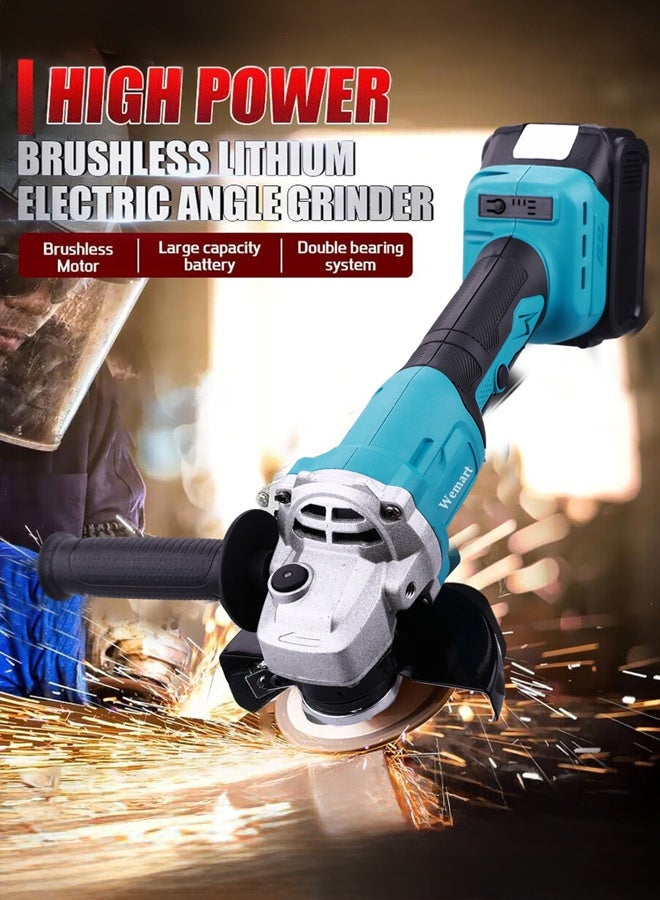 ALongDeng 20V Brushless Cordless Angle Grinder Set Dual Batteries & 3 Adjustable Speeds 125MM 8500RPM Professional Electric Angle Grinder for Cutting and Grinding Work - Image 2