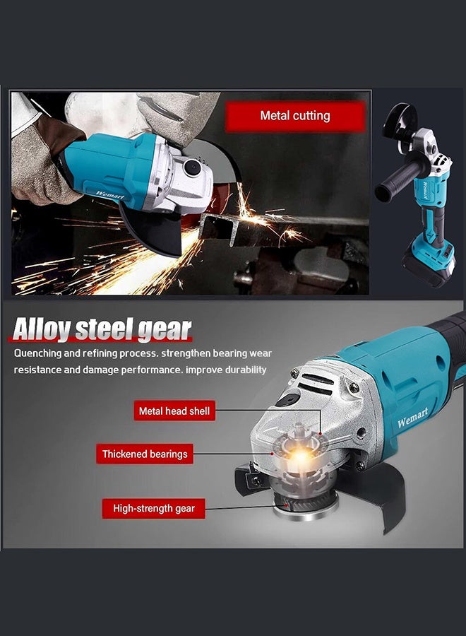 ALongDeng 20V Brushless Cordless Angle Grinder Set Dual Batteries & 3 Adjustable Speeds 125MM 8500RPM Professional Electric Angle Grinder for Cutting and Grinding Work - Image 4