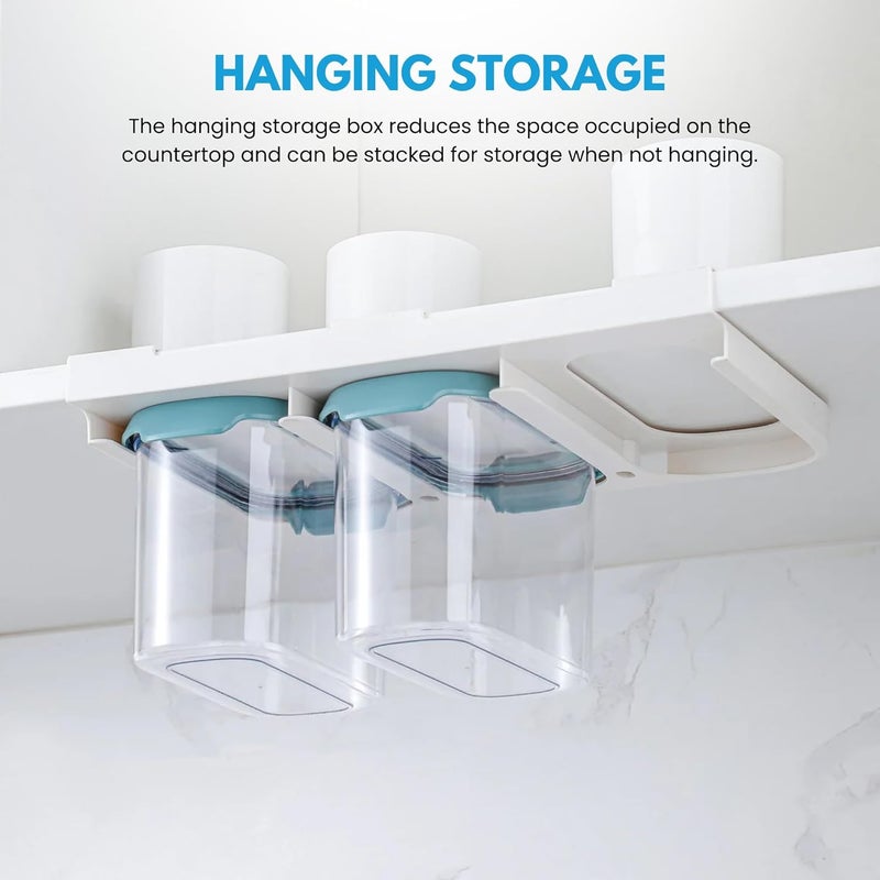 Home Essentials HomeEssentials Hanging Storage Containers for Kitchen Drawer Base Airtight Plastic Containers for Pulses StorageSpace Saving Under Shelf Design 900ml 1 Set of 3 Pcs - Image 5