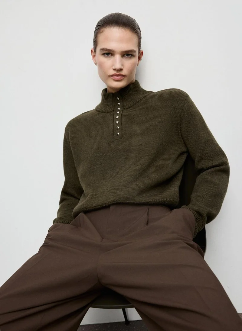 MANGO Perkins-neck sweater with button