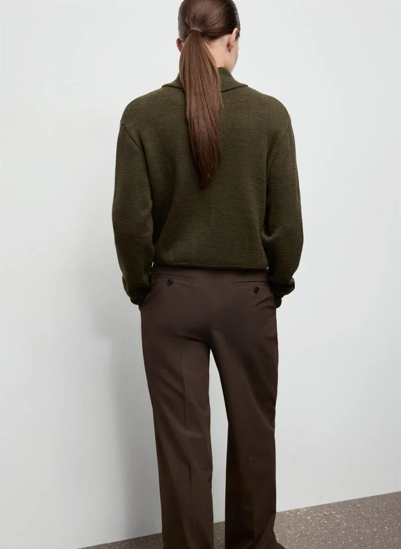 MANGO Perkins-neck sweater with button