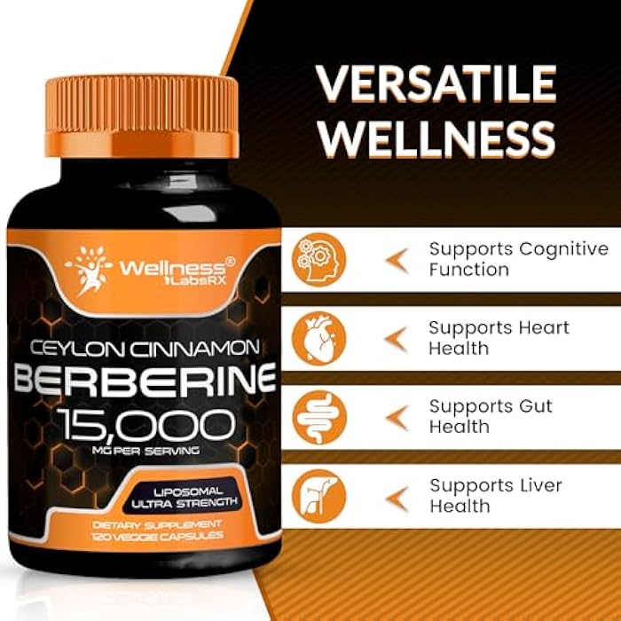 WELLNESS LABSRX Berberine 15,000mg - Third-Party Tested Berberine Supplement HCL with Ceylon Cinnamon, Black Pepper Extract and Apple Cider Vinegar, Heart Support Capsules - 120 Capsules - Pack of 1 - Image 5