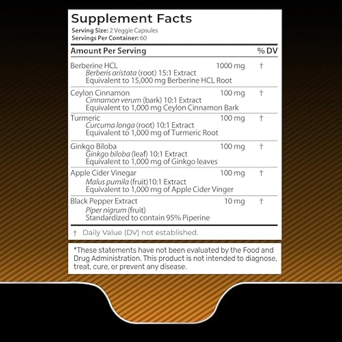 WELLNESS LABSRX Berberine 15,000mg - Third-Party Tested Berberine Supplement HCL with Ceylon Cinnamon, Black Pepper Extract and Apple Cider Vinegar, Heart Support Capsules - 120 Capsules - Pack of 1 - Image 4