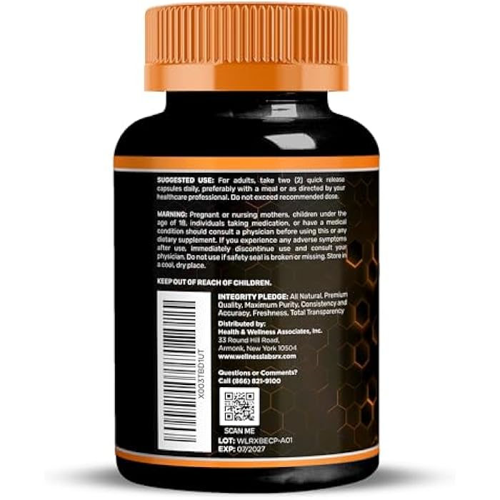 WELLNESS LABSRX Berberine 15,000mg - Third-Party Tested Berberine Supplement HCL with Ceylon Cinnamon, Black Pepper Extract and Apple Cider Vinegar, Heart Support Capsules - 120 Capsules - Pack of 1 - Image 3