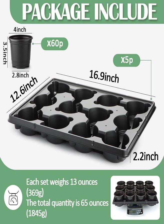 RooTrimmer - 4 Inch 60 Pcs 12 Cell Plastic Plant Pots 5 Pack Thick Sturdy Seed Transport Trays from Germination Shuttle Small Planter - Image 2