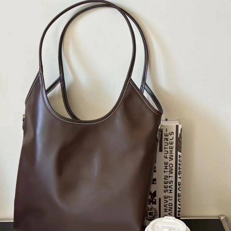 New Hobo Tote Shopping Bag Tote Armpit Bag Cowhide Bag Shoulder Handbag Versatile Commuter Bag - Image 2
