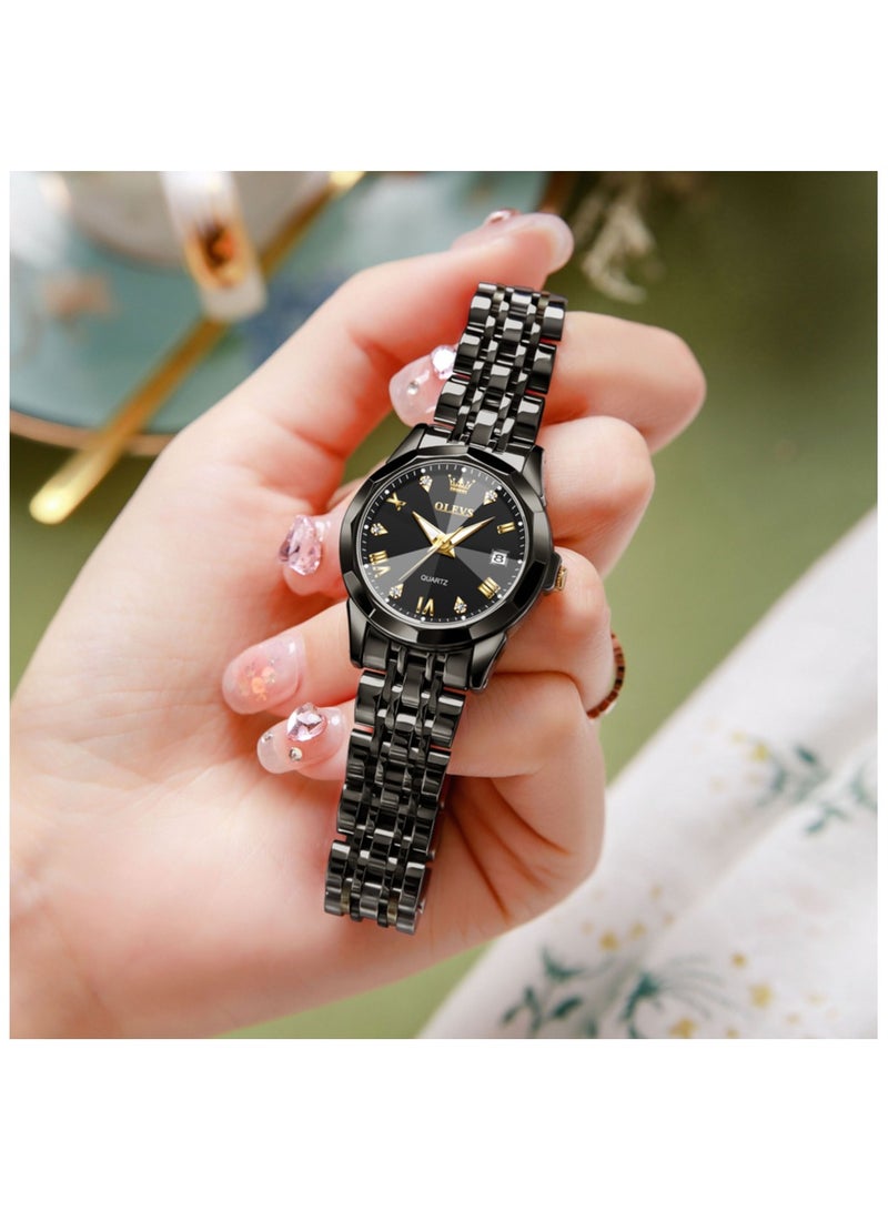 أوليفز ساعات OLEVS النسائية الأنيقة المصنوعة من الفولاذ المقاوم للصدأ ومقاومة للماء وساعة كوارتز مضيئة تناظرية - Image 4