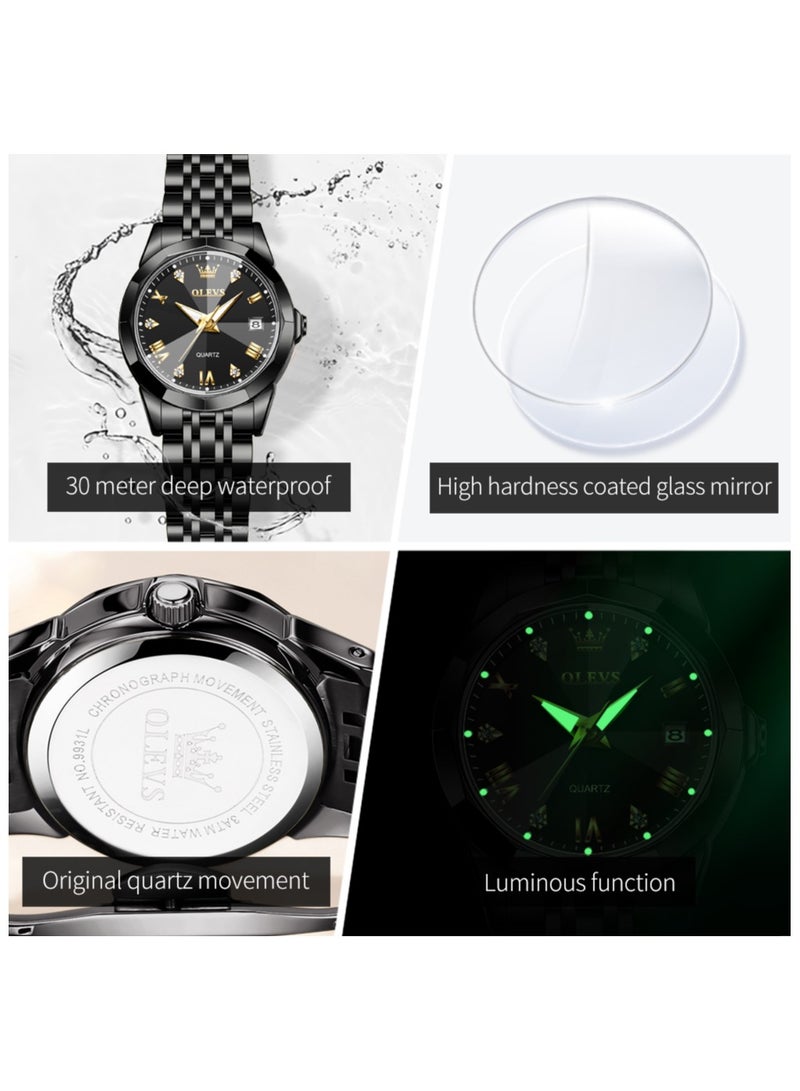 أوليفز ساعات OLEVS النسائية الأنيقة المصنوعة من الفولاذ المقاوم للصدأ ومقاومة للماء وساعة كوارتز مضيئة تناظرية - Image 5
