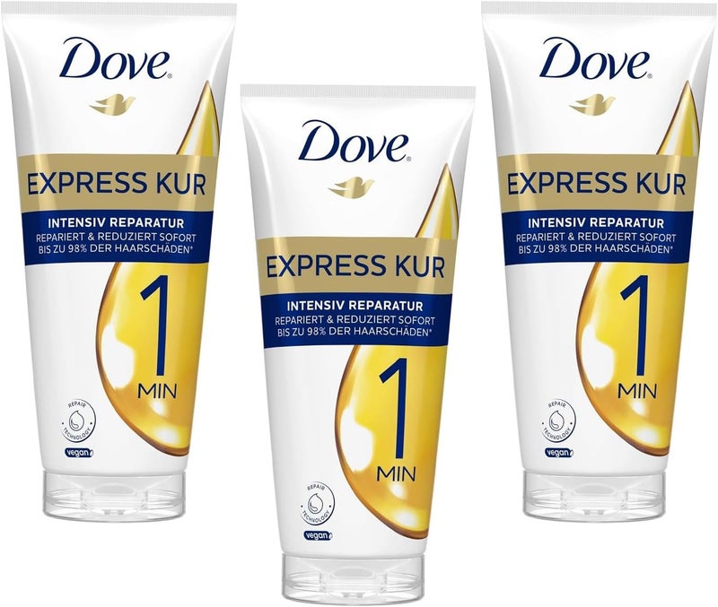 Dove Intensive Repair 1 Minute Express Treatment Hair Care Repairs and Reduces Immediately Up to 98 of Hair Damage 170 ml Pack of 3