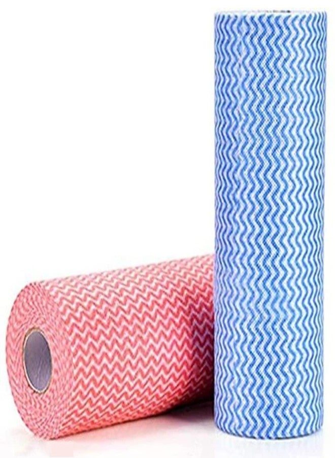 Magic Providers Pack of 2 - Large Size Non-Woven Reusable & Washable Kitchen 3 Ply Wipes | Kitchen Towel | Kitchen Tissue Roll for Cleaning Kitchen Floor Surface 80 Pulls per Roll - Random Colors - Image 1