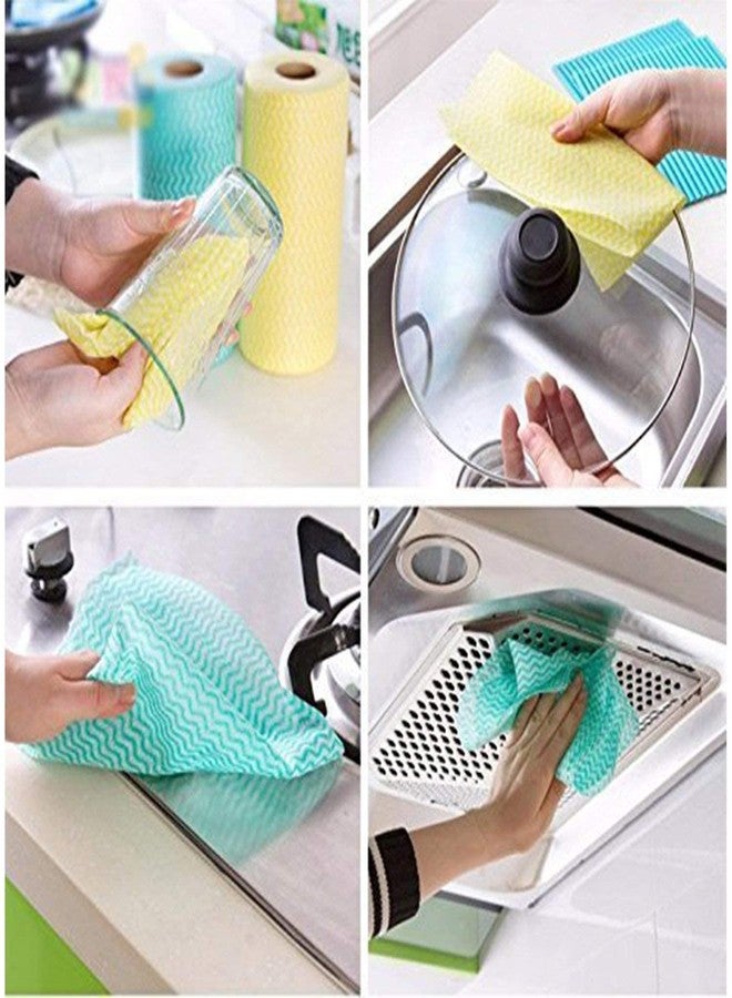Magic Providers Pack of 2 - Large Size Non-Woven Reusable & Washable Kitchen 3 Ply Wipes | Kitchen Towel | Kitchen Tissue Roll for Cleaning Kitchen Floor Surface 80 Pulls per Roll - Random Colors - Image 5